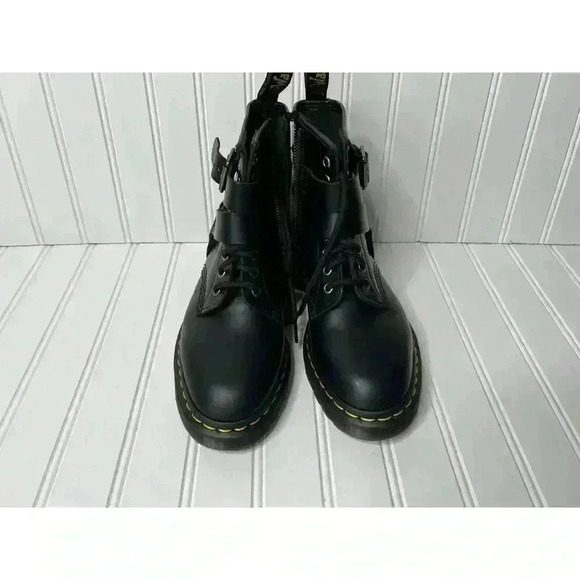 Dr Martens Christofor Leather Harness Black Boots Combat W 6 M 5 NEW No Box 1376 - Picture 3 of 7